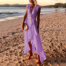 Load image into Gallery viewer, Elegant V-Neck Ruffle Maxi Dress