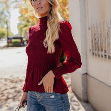 Load image into Gallery viewer, Pleated Ruffled Turtleneck Top T-shirt