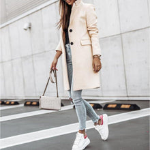 Load image into Gallery viewer, Simple Long-Sleeved Button Woolen Coat