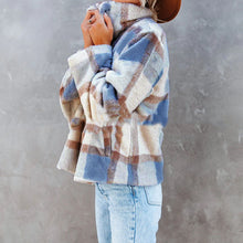 Load image into Gallery viewer, Lapel Plaid Faux Fur Warm Coat
