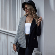Load image into Gallery viewer, Checked Two-tone Blazer Cardigan