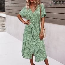 Load image into Gallery viewer, V-Neck Printed Short-Sleeved Dress