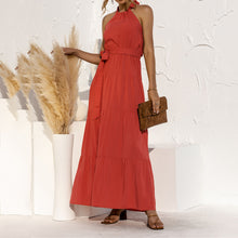 Load image into Gallery viewer, Halter Lace Up Backless Dress