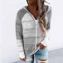 Load image into Gallery viewer, Colorful Striped Zipper Hooded Sweater