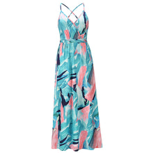 Load image into Gallery viewer, Bohemian Floral Print Suspender Maxi Dress
