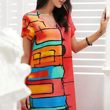 Load image into Gallery viewer, Colorful Short Sleeve Casual Maxi Dress