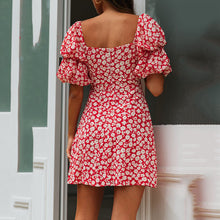 Load image into Gallery viewer, Square Neck Puff Floral Printed Sleeve Dress
