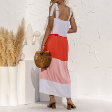 Load image into Gallery viewer, Lace-Up Ruffled Contrast Dress