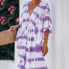 Load image into Gallery viewer, Casual V-Neck Tie-Dye Maxi Dress