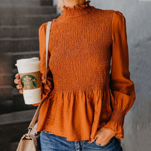 Load image into Gallery viewer, Pleated Ruffled Turtleneck Top T-shirt