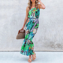 Load image into Gallery viewer, Fashion Green Floral Printed Maxi Dress