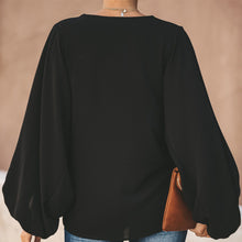 Load image into Gallery viewer, Loose V-neck Lantern Sleeve Chiffon T-shirt