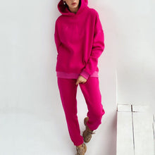 Load image into Gallery viewer, Solid Color Hooded Sweatshirt Set (Sweatshirt+Pants)
