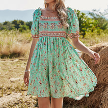 Load image into Gallery viewer, Square Collar Floarl Printed Dress