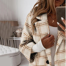Load image into Gallery viewer, Check Print Seven Point Sleeve Woolen Coat