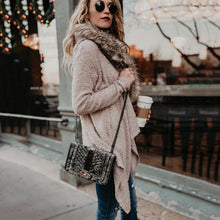 Load image into Gallery viewer, Large Fur Collar Cardigan Knitted Sweater Coat