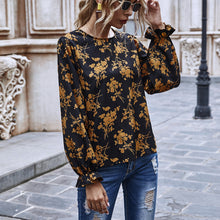 Load image into Gallery viewer, Crew Neck Printed Chiffon Top