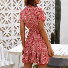 Load image into Gallery viewer, Deep V Ruffled Floral Dress