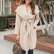 Load image into Gallery viewer, Long Lace Up Woolen Cardigan