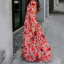 Load image into Gallery viewer, Long Sleeve V-Neck Floarl Print Dress