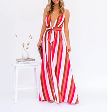 Load image into Gallery viewer, Sexy Deep V-Neck Stripe Printed Maxi Dress