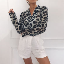 Load image into Gallery viewer, Leopard Print V-neck Chiffon Shirt