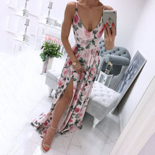 Load image into Gallery viewer, Elegant V-Neck Floral Printed Maxi Dress