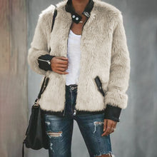 Load image into Gallery viewer, Faux Fur Leather Trim Pocketed Jacket