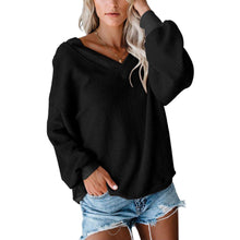 Load image into Gallery viewer, One-shoulder Waffle Knitted T-shirt