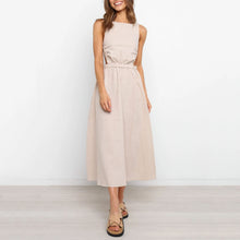 Load image into Gallery viewer, Solid Color Backless Cotton And Linen Dress