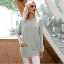 Load image into Gallery viewer, Mid-length Round Neck Knitted T-shirt Top