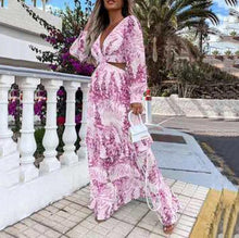 Load image into Gallery viewer, Fashion Hollow Out Design Floral Printed Maxi Dress