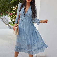 Load image into Gallery viewer, V-Neck Simple Print Maxi Dress