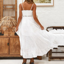 Load image into Gallery viewer, Sling V-Neck Hollow Stitching Lace Maxi Dress