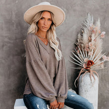 Load image into Gallery viewer, V-neck Lantern Sleeve Knit Top