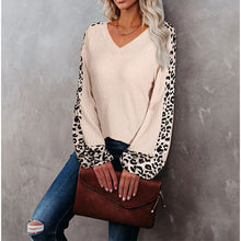Load image into Gallery viewer, Leopard Print Stitching V-Neck Top