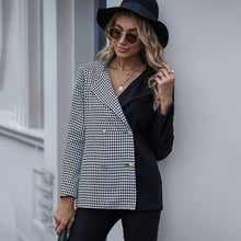 Load image into Gallery viewer, Checked Two-tone Blazer Cardigan