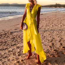 Load image into Gallery viewer, Elegant V-Neck Ruffle Maxi Dress