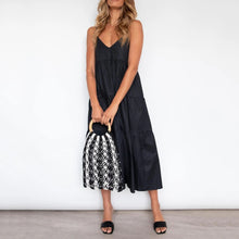 Load image into Gallery viewer, Black V-Neck Sling Maxi Dress