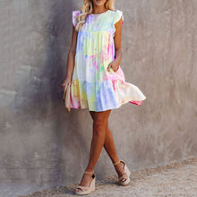 Load image into Gallery viewer, Tie-Dye Gradient Short-Sleeved Dress