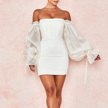 Load image into Gallery viewer, Off Shoulder Lantern Sleeve Bodycon Dress