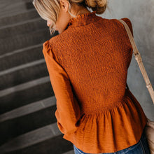 Load image into Gallery viewer, Pleated Ruffled Turtleneck Top T-shirt