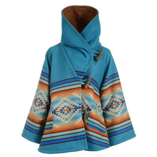 Load image into Gallery viewer, Long Sleeved Hooded Printed Woolen Coat