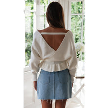 Load image into Gallery viewer, V-neck Lace Open Back Sweater