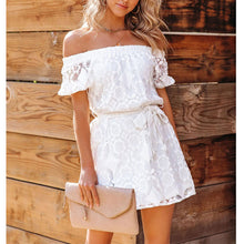 Load image into Gallery viewer, Embroidered Lace One-Shoulder Mini Dress