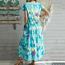 Load image into Gallery viewer, Flower Printed Round Neck Maxi Dress