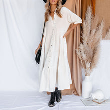 Load image into Gallery viewer, Elegant Butoon Cottton Casual Maxi Dress