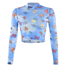 Load image into Gallery viewer, Mesh Butterfly Print Long Sleeve Top