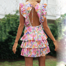 Load image into Gallery viewer, Floarl Printed Round Neck Halter Dress