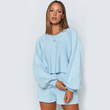 Load image into Gallery viewer, New Long Sleeve Shorts Suit Loungewear Set